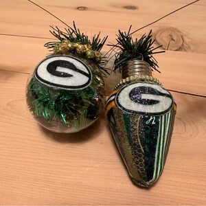 NFL Green Bay Packers Christmas Ornaments Patchwork / Clear Hand Crafted